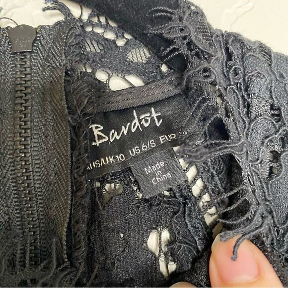 Bardot Lace Panel Dress in Black Small - Picture 5 of 10